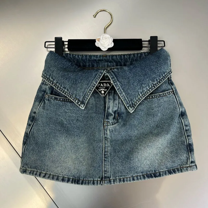 New Summer High Waist Office Lady Skirt Fashion Overalls Short Women's Denim Skirt Mini Skirt