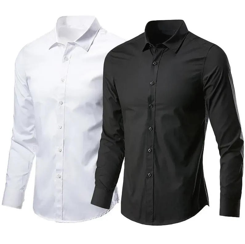 Men's White Shirt Long-sleeved Non-iron Business Professional Work Collared Clothing Casual Suit Button Tops Plus Size S-5XL