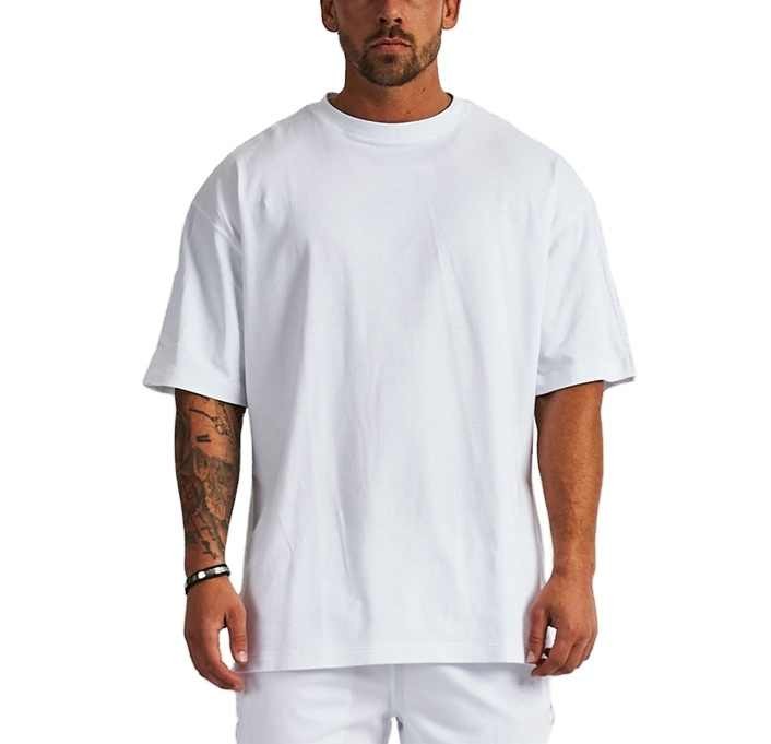 Luxury Drop Shoulder T-shirts Custom Brand Plain Oversized Blank Loose Fit White Cotton Tshirt Men Polyester White t Shirt